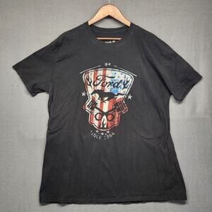 Ford T Shirt Mens XXL Black Tee Luv Mustang American Flag 100% Cotton